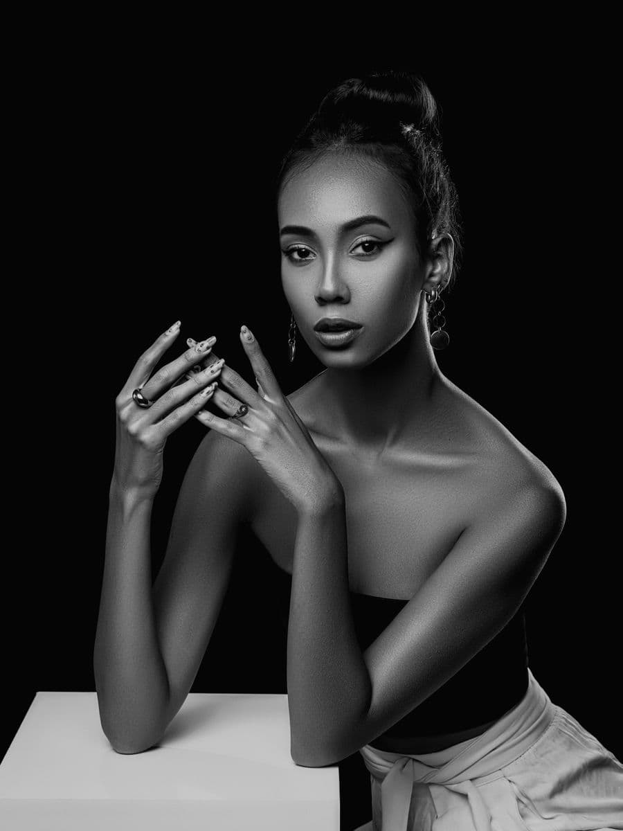 Black and white studio portrait